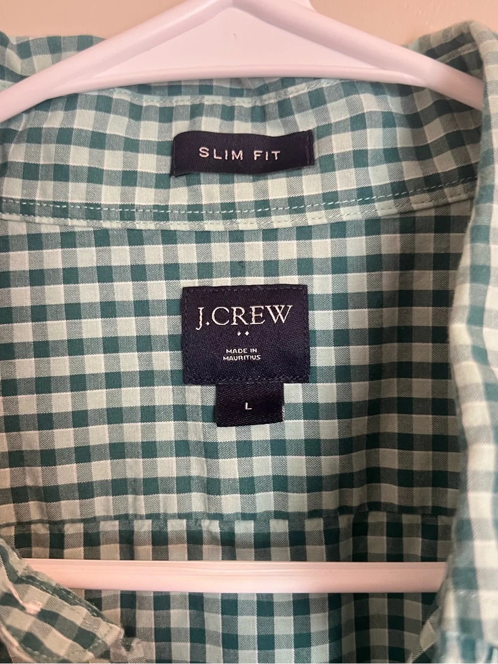J. Crew Green Gingham Button-Down Shirt